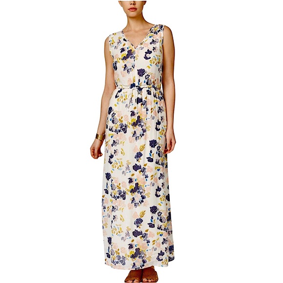 Lucky Brand Floral Print Waist string Pockets Sleeveless Lined Maxi Dress XL - Picture 1 of 14